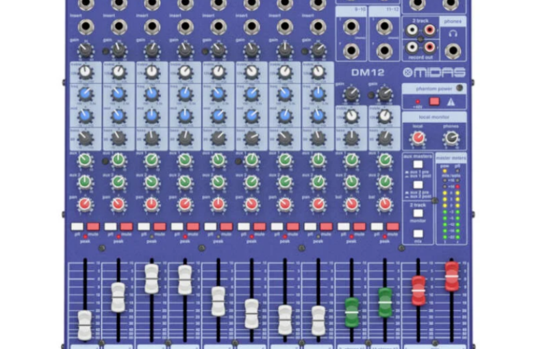 Midas DM12 12 Input Analogue Live and Studio Mixer with Midas Microphone Preamplifiers