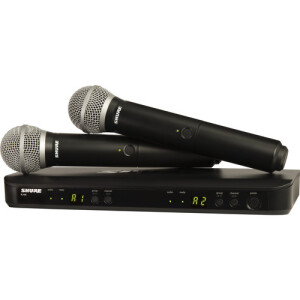 Shure BLX288/PG58 Dual-Channel Wireless Handheld Microphone System with PG58 Capsules (H10: 542 to 572 MHz)