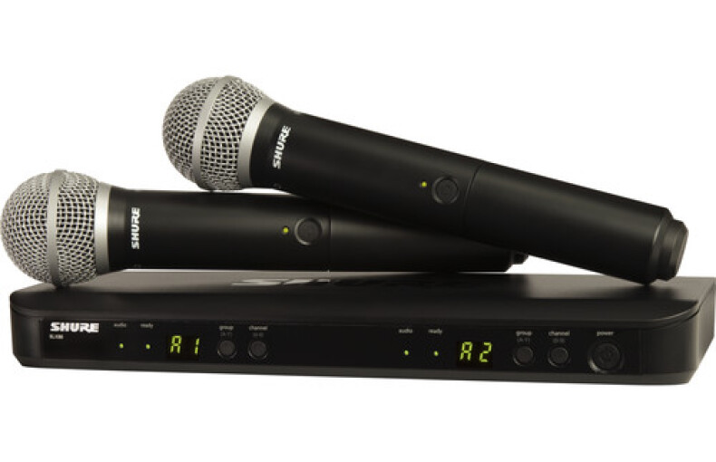 Shure BLX288/PG58 Dual-Channel Wireless Handheld Microphone System with PG58 Capsules (H10: 542 to 572 MHz)